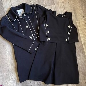 Janie and Jack Classic Black & White Dress/Coat Set. Girls 7/8